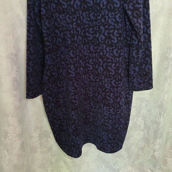 Vasna Blue‎ Animal Print Tunic Dress Long Sleeve Cowl Neck Size Medium - Picture 10 of 13